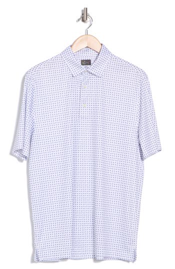 Greg Norman Eclipse Print Golf Polo In White/orchid Fog