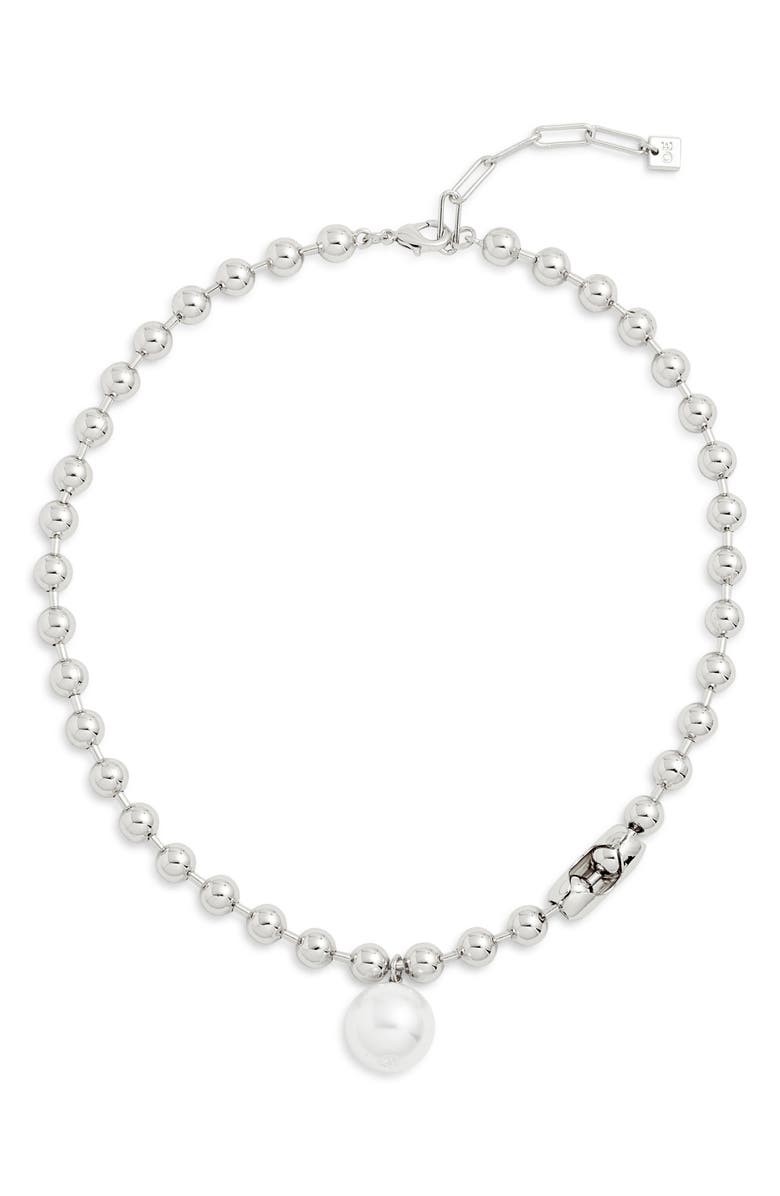 Open Edit Shotbead Cultured Pearl Collar Necklace, Main, color, White- Silver