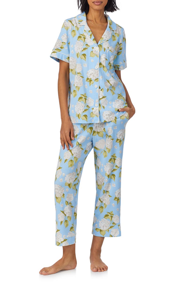 BedHead Pajamas Print Stretch Organic Cotton Jersey Crop Pajamas, Main, color,