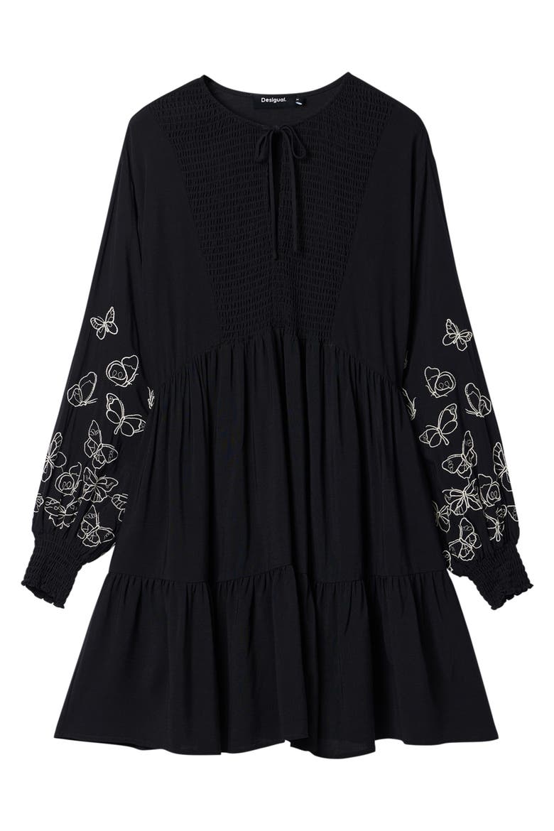 Short Butterfly Tunic Dress, Alternate, color, BLACK