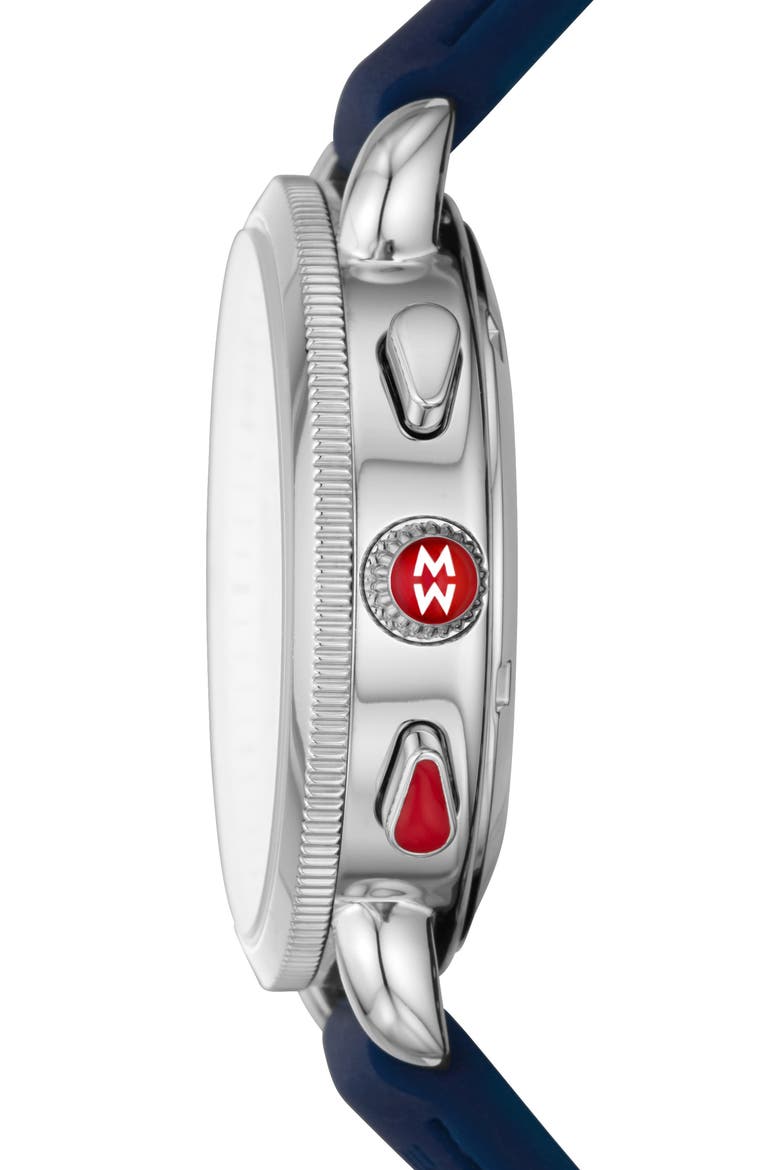 Sporty Sport Sail Chronograph Watch Head with Silicone Strap; 38mm, Alternate, color, NAVY