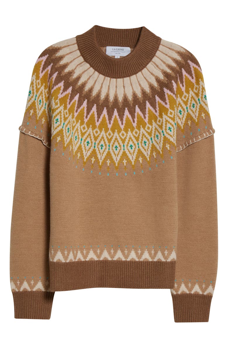 La Ligne Fair Isle Merino Wool Mock Neck Sweater, Alternate, color, 