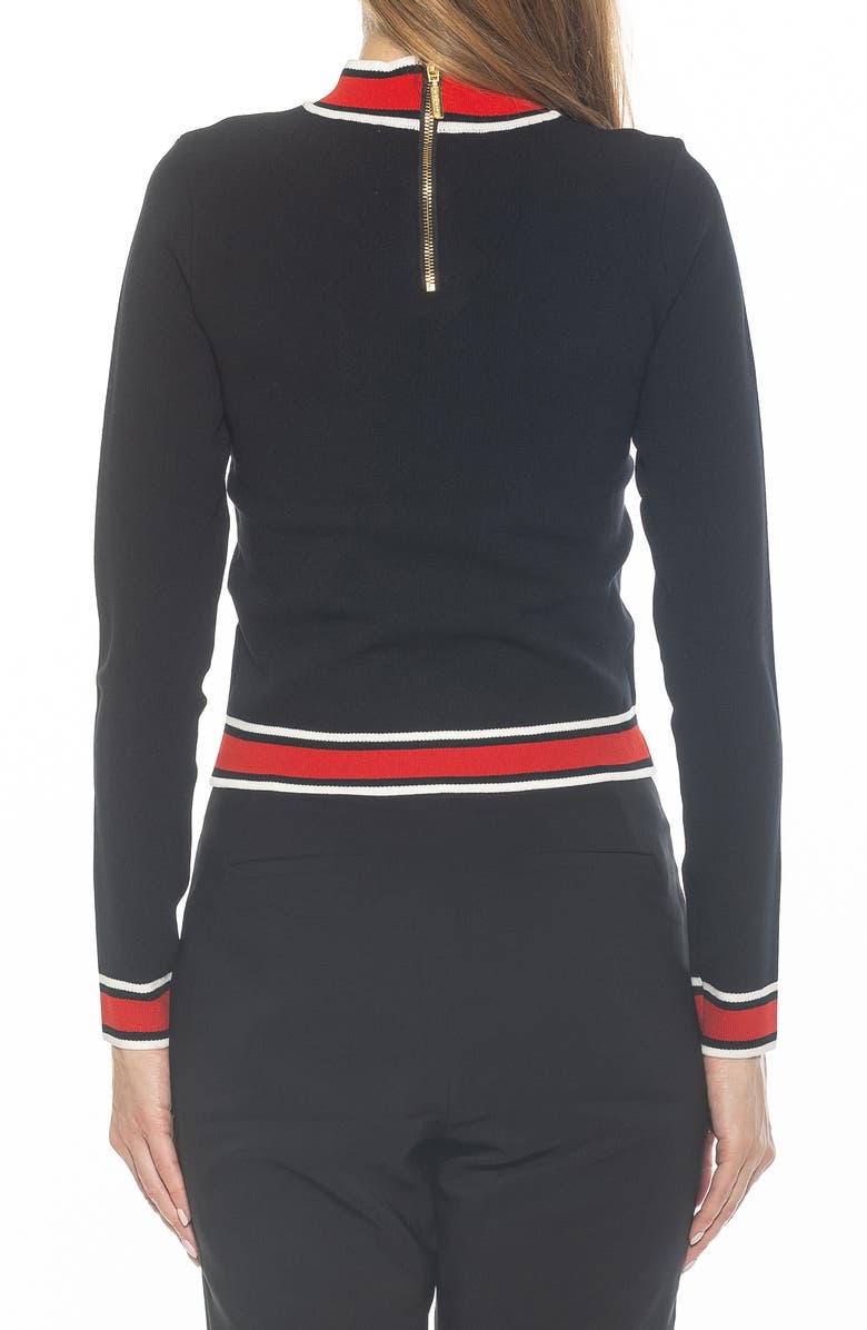 Alexia Admor Kiley Stripe Crop Sweater, Alternate, color, Black Multi