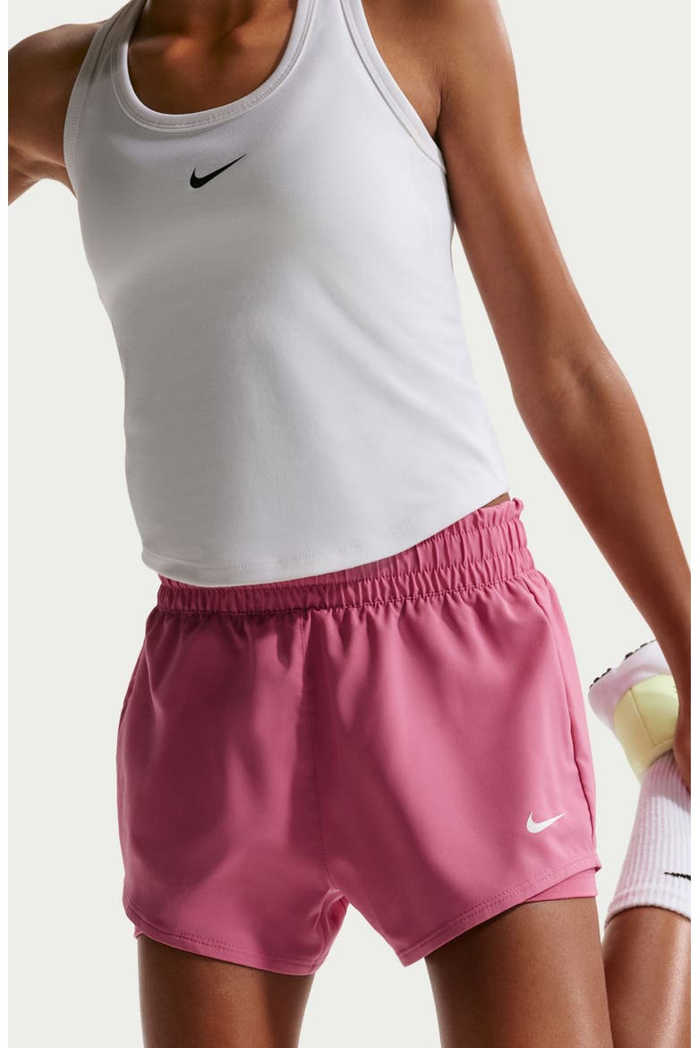 Kids' Dri-FIT 2-in-1 Athletic Shorts, Alternate, color, PEONY/ WHITE