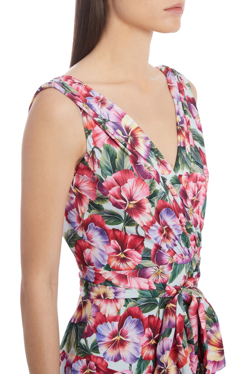 Dolce&Gabbana Floral Stretch Silk Charmeuse Midi Dress, Alternate, color, 