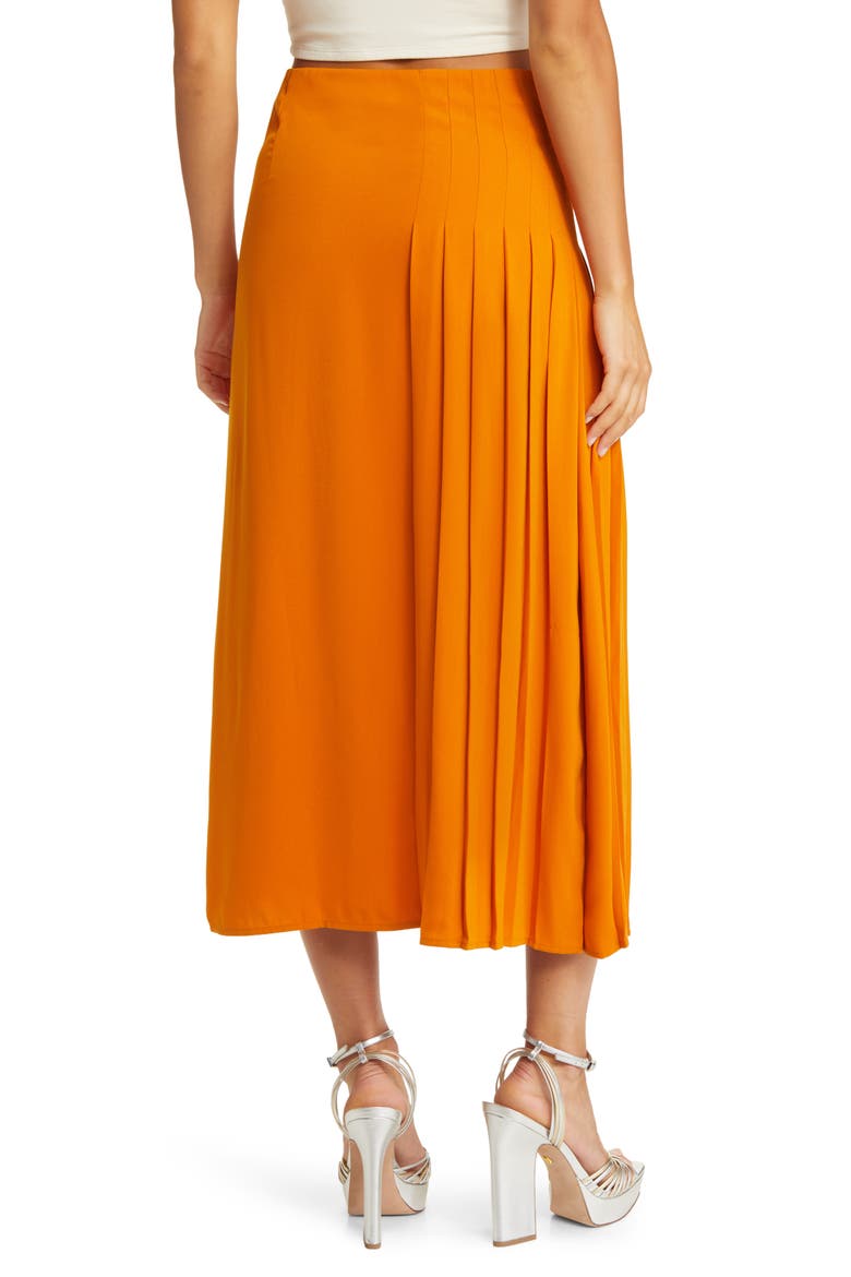 Pleated Midi Skirt, Alternate, color, ORANGE JAM