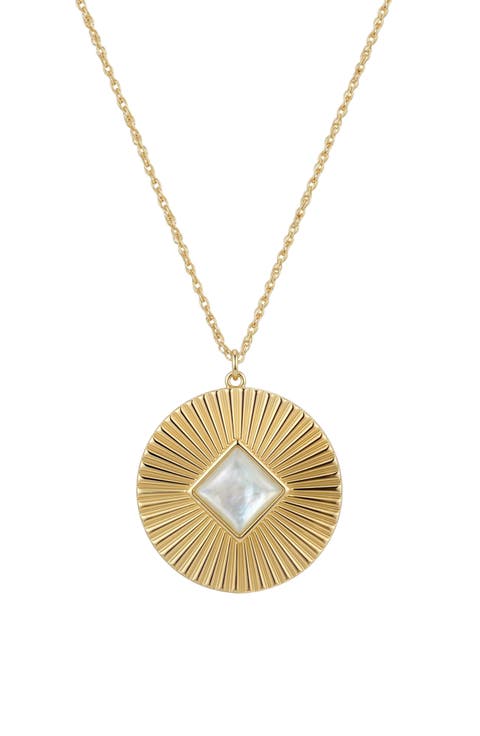 Mother of Pearl Medallion Pendant Necklace
