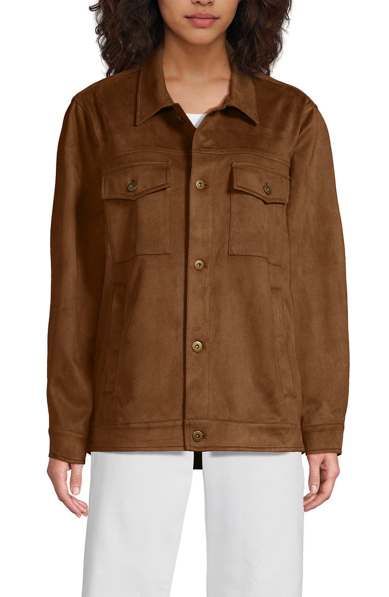 Lands' End Unisex Faux Suede Trucker Jacket, Alternate, color, 