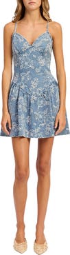 En Saison Opal Floral Appliqué Denim Minidress