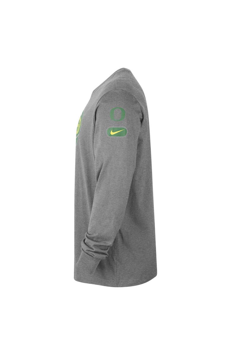 Nike Men's Nike Heather Gray Oregon Ducks Fast Break Long Sleeve T-Shirt, Alternate, color, Heather Gray