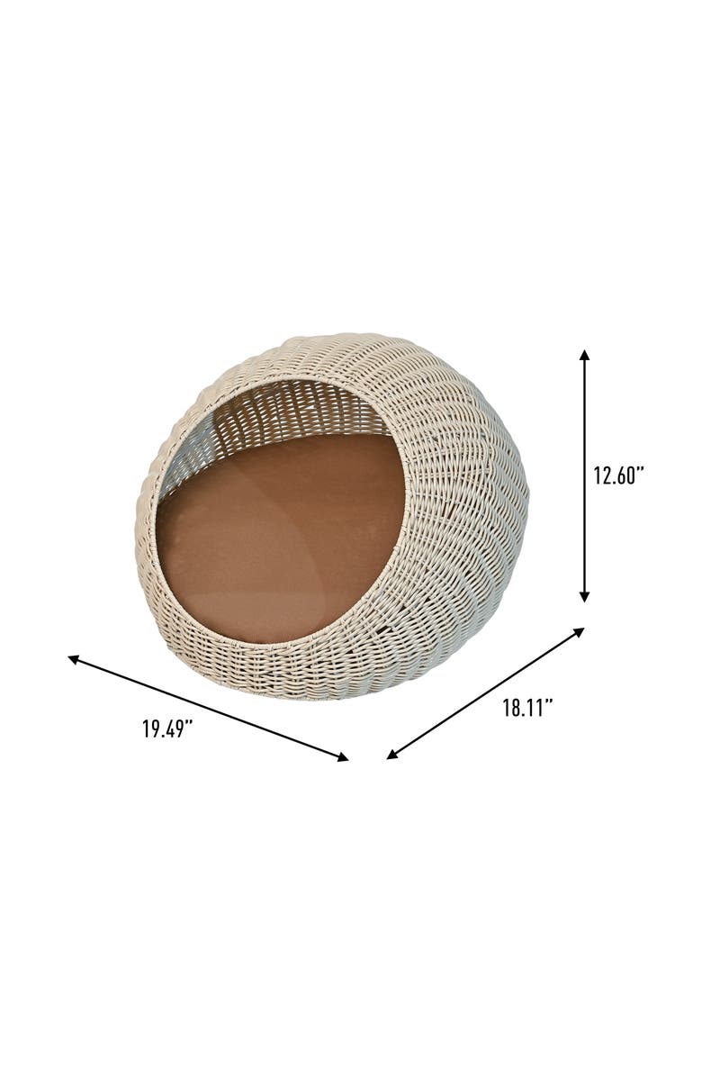 The Licker Store Fiora 19.5" x 18" Modern Circular Faux Wicker Pet Bed with Machine-Washable Cushion, Alternate, color, White
