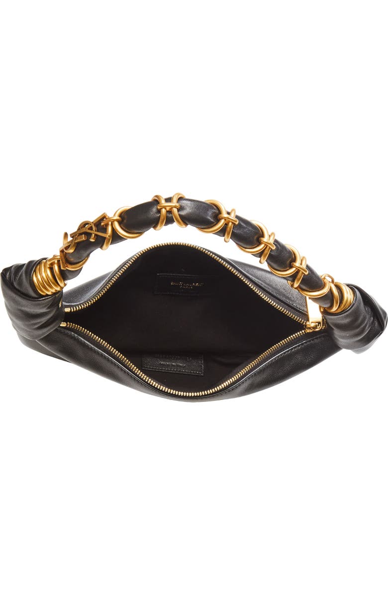 Saint Laurent Mini Amalia Suede Hobo Bag, Alternate, color, Noir