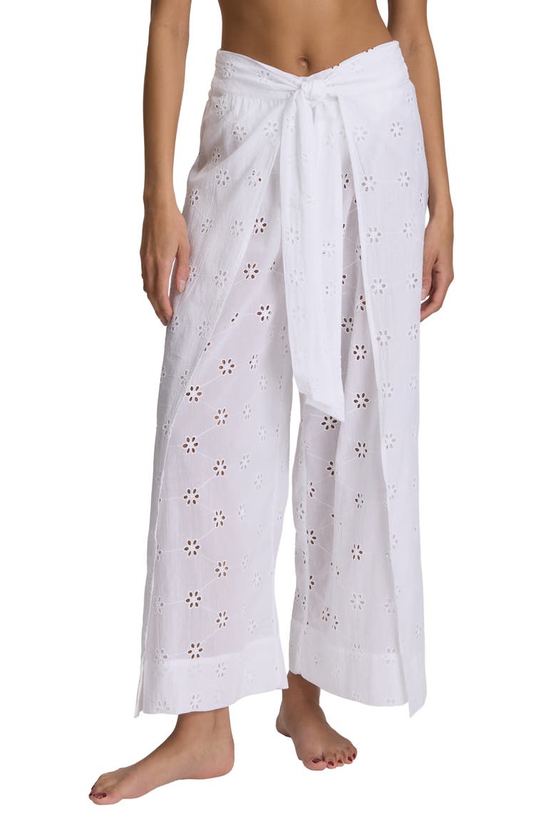 Eyelet Wrap Cover-Up Pants, Main, color, WHITE