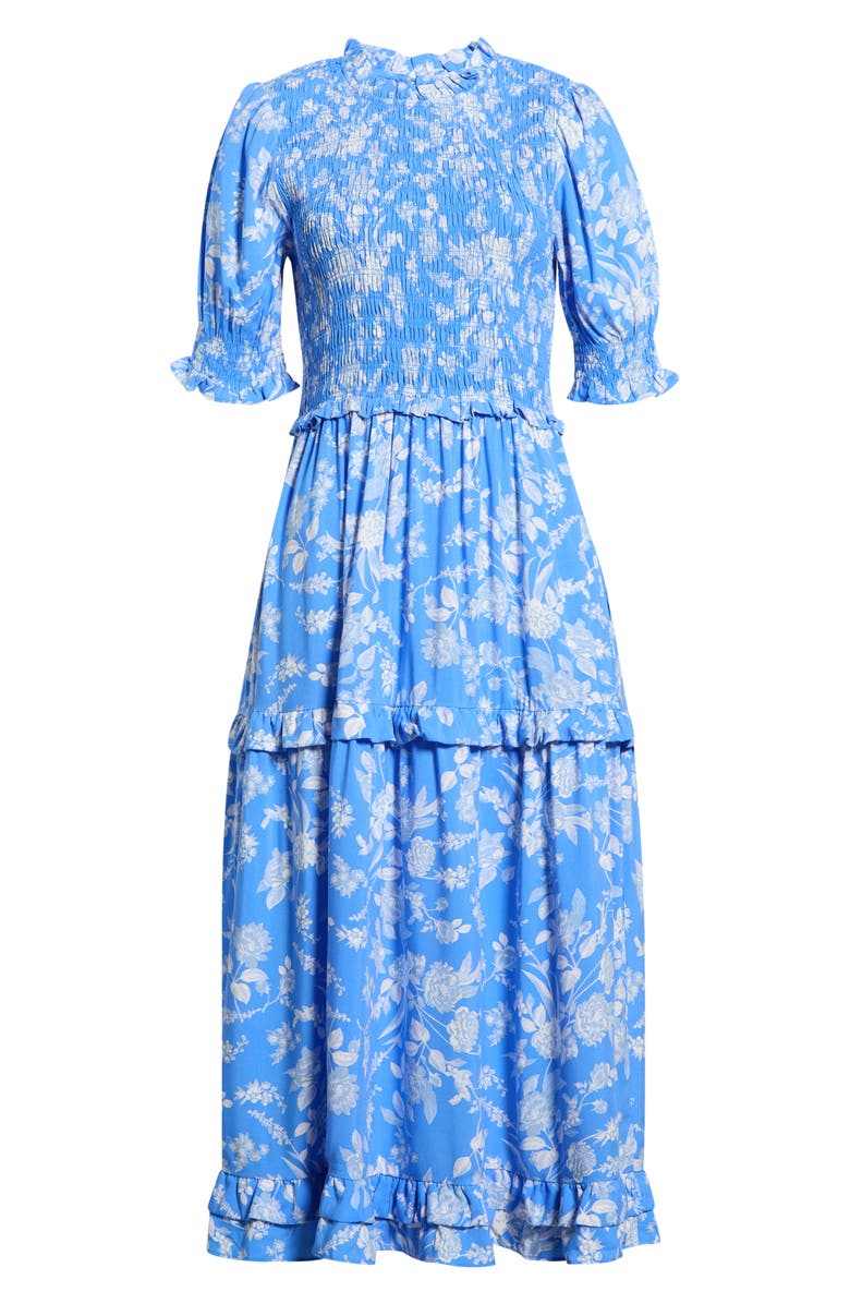 SUGARLIPS Odella Floral Analisa Smocked Midi Dress, Main, color, 