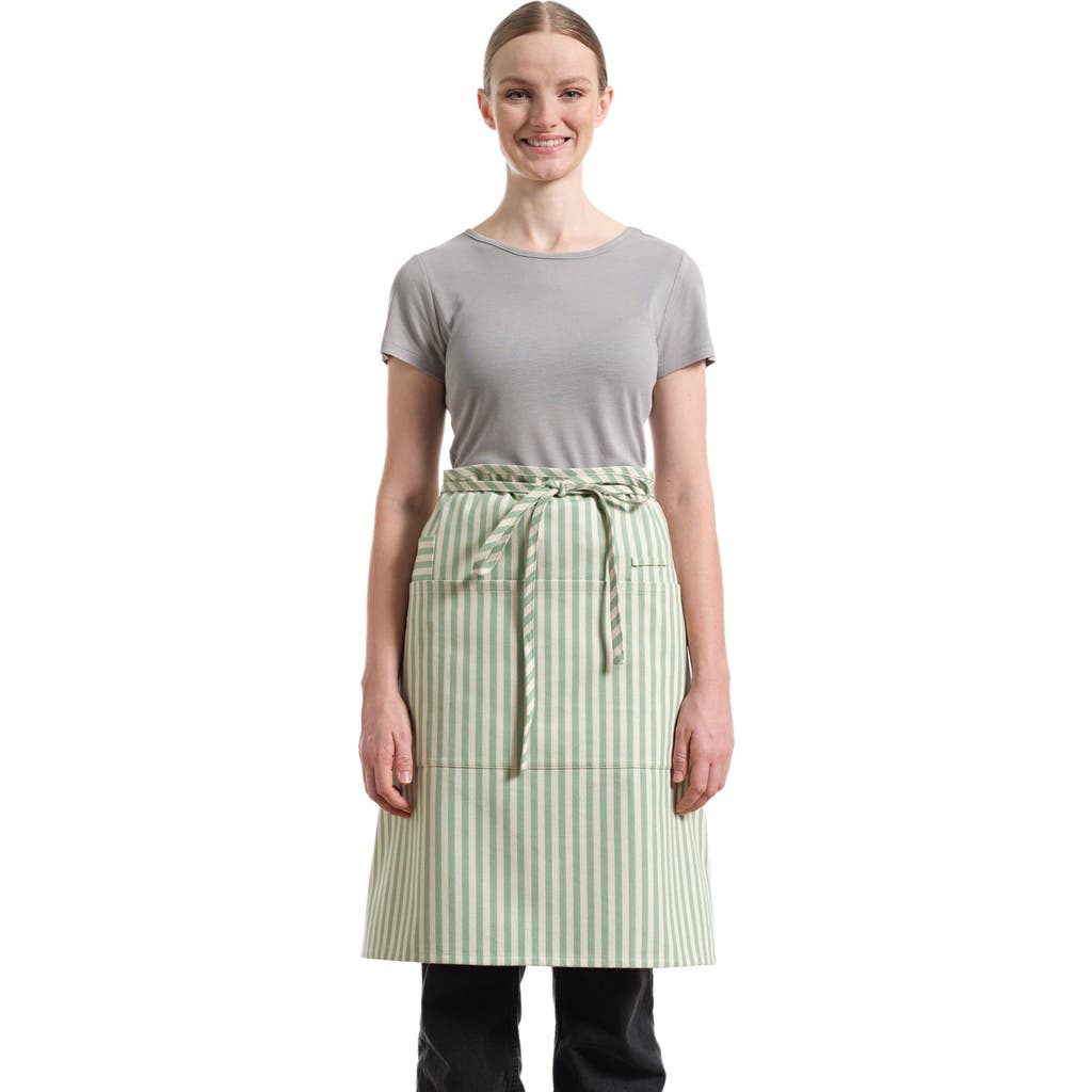 Meema Bistro Apron with Pockets - Striped in Sage Green  product
