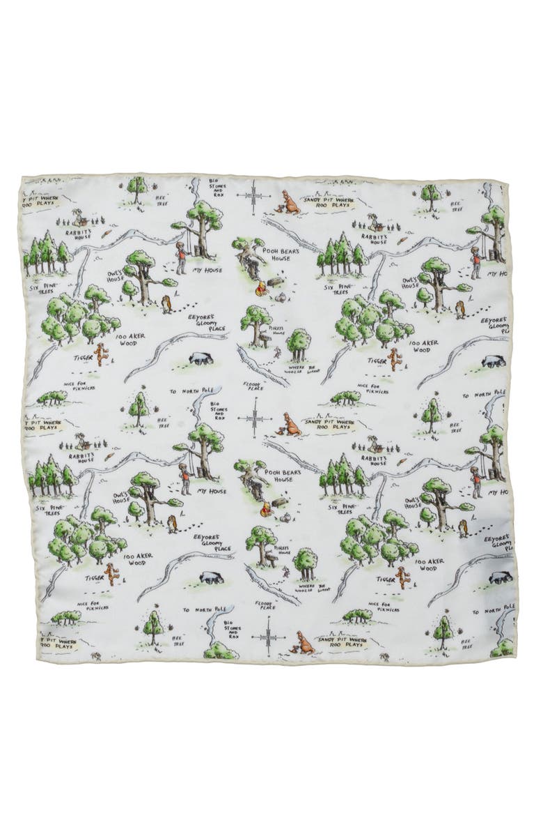 Cufflinks, Inc. Winnie the Pooh Map Silk Pocket Square, Alternate, color, White
