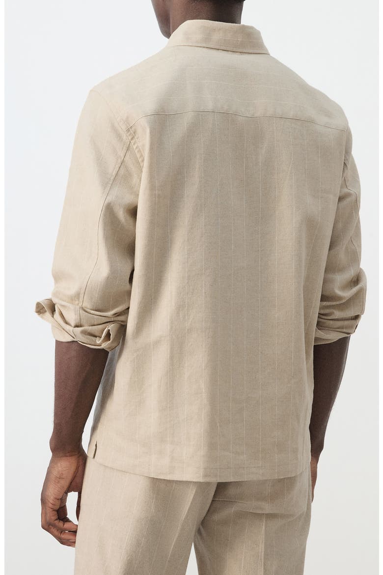 Linen & Cotton Button-Up Shirt, Alternate, color, BEIGE