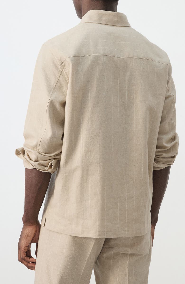 MANGO Linen & Cotton Button-Up Shirt, Alternate, color, Beige