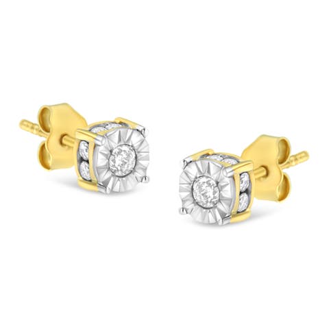 10K Yellow Gold Plated Silver 1/2 Ct Miracle Diamond Stud Earring