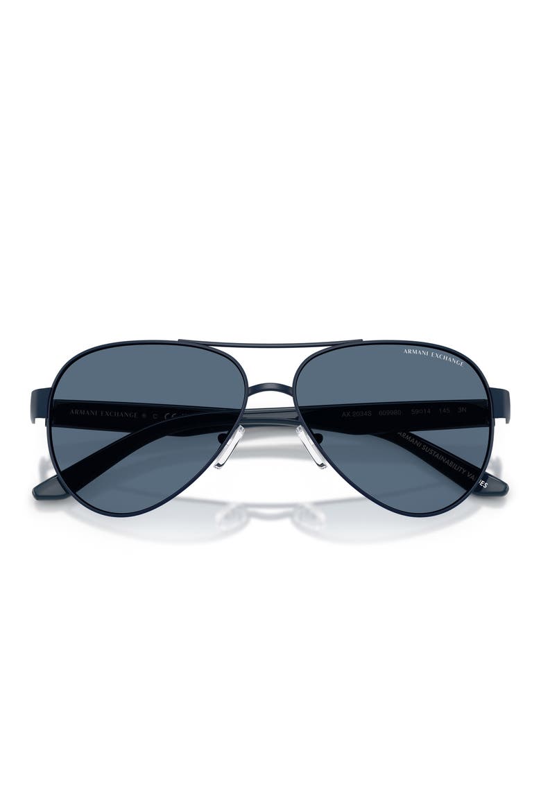 59mm Pilot Sunglasses, Alternate, color, MATTE BLUE / DARK BLUE