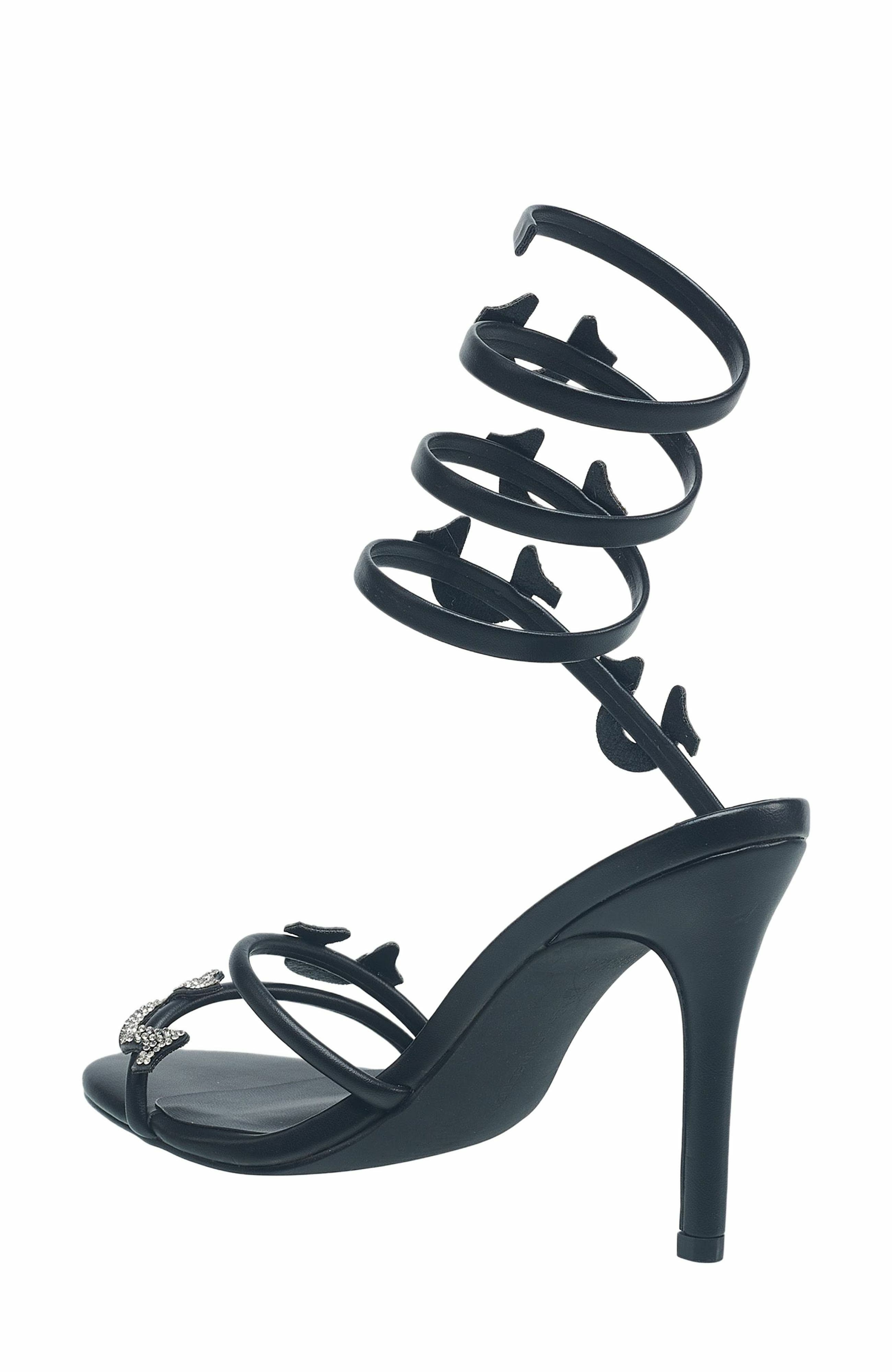 Tiana Spiral Ankle Wrap Heel, Alternate, color, BLACK