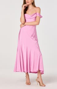 ASTR the Label Araxie Cold Shoulder Satin Midi Dress