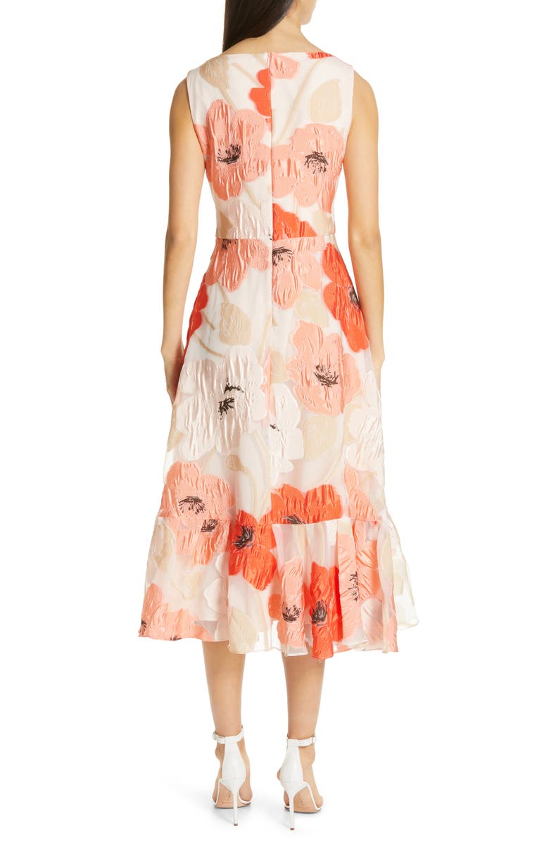 Lela Rose Oversize Floral Fil Coupé Midi Dress, Alternate, color,