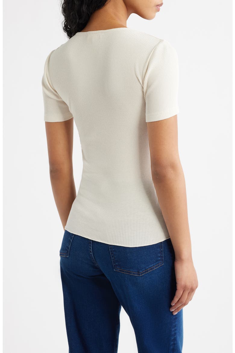 Lace Trim V-Neck Rib Top, Alternate, color, VINTAGE IVORY