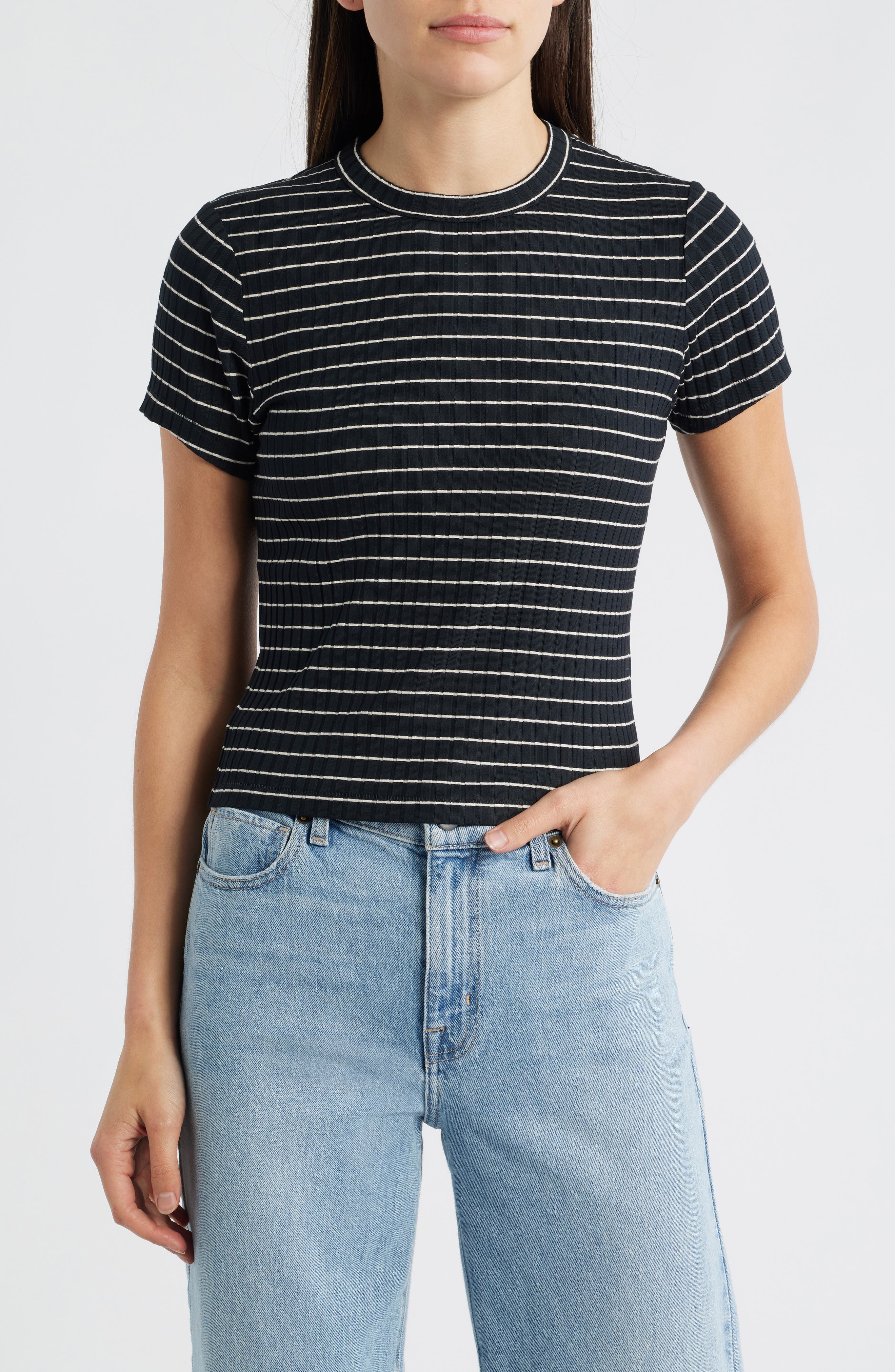 rag & bone Luca Stripe Rib Baby T-Shirt