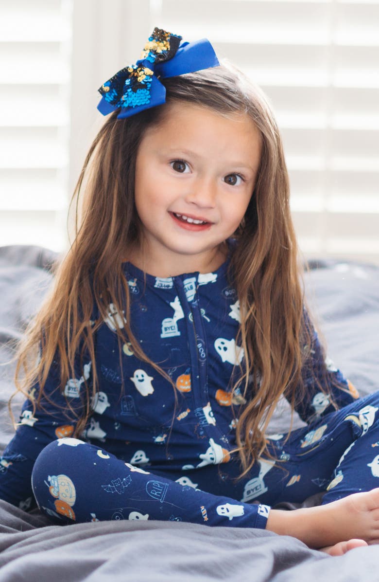 Bellabu Bear Kids' Ghosts Fitted Convertible Footie Pajamas, Alternate, color,