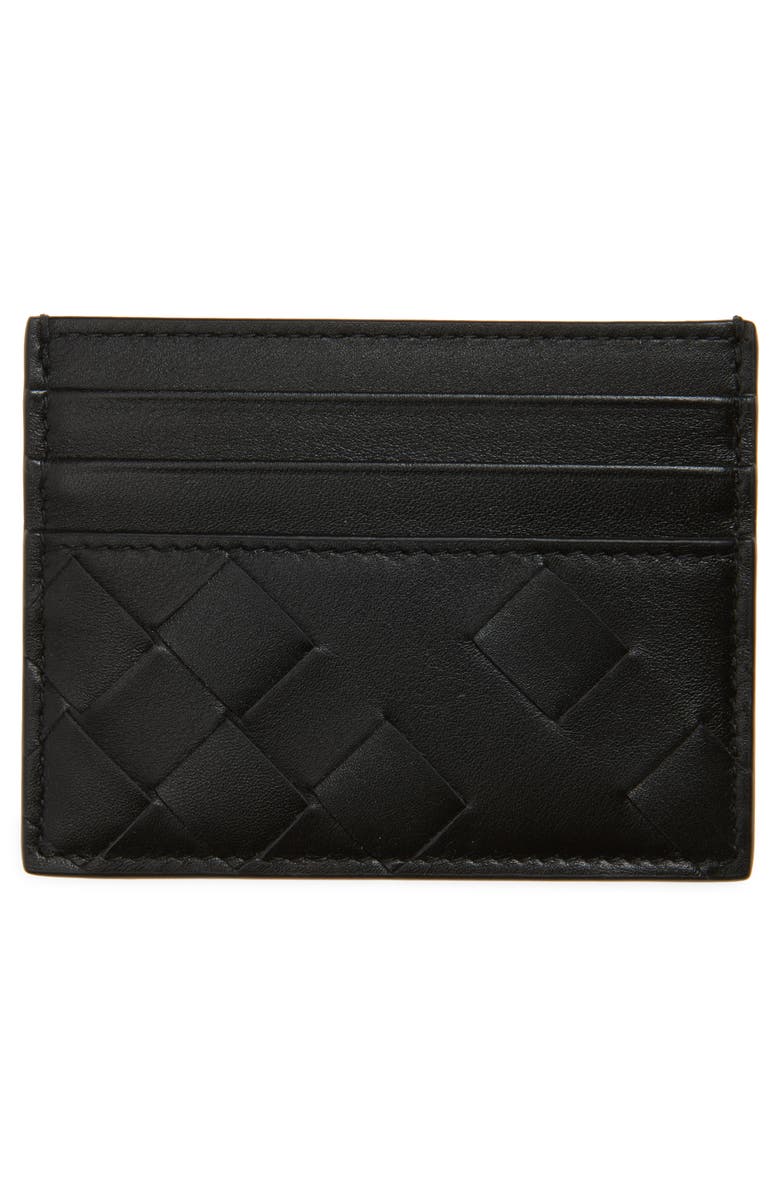 Bottega Veneta Intrecciato Leather Card Case, Alternate, color, 8803 Black/ Silver