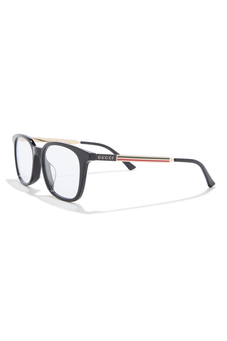 52mm Square Optical Glasses, Alternate, color, BLACK GOLD TRANSPARENT