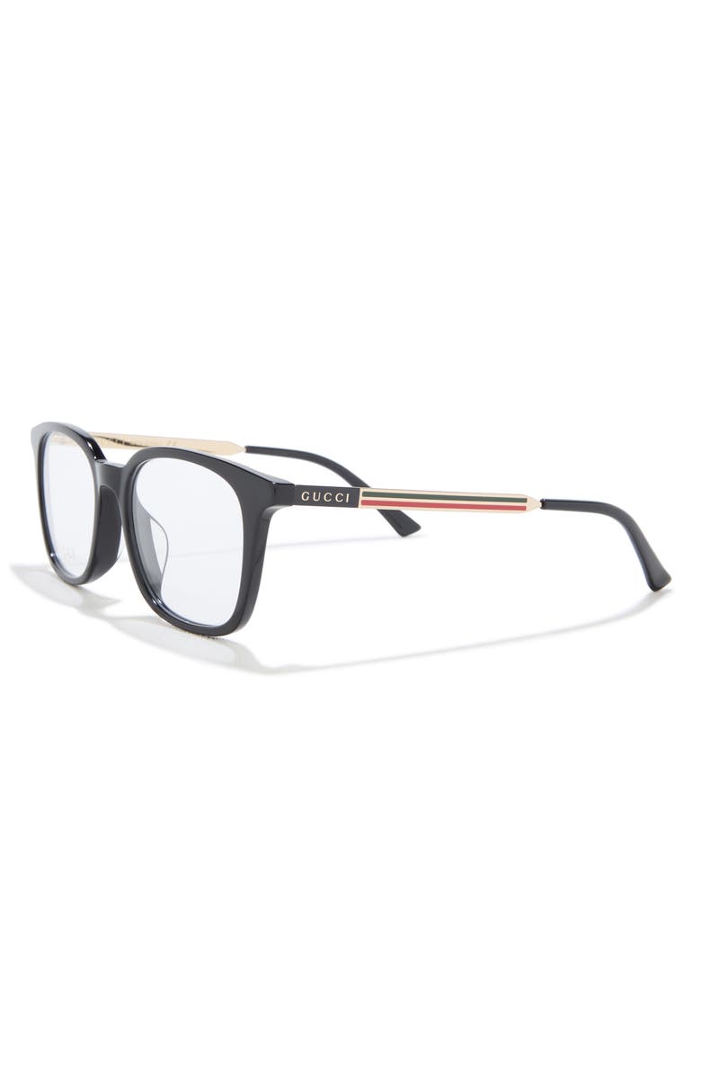 Gucci 52mm Square Optical Glasses, Alternate, color, Black Gold Transparent