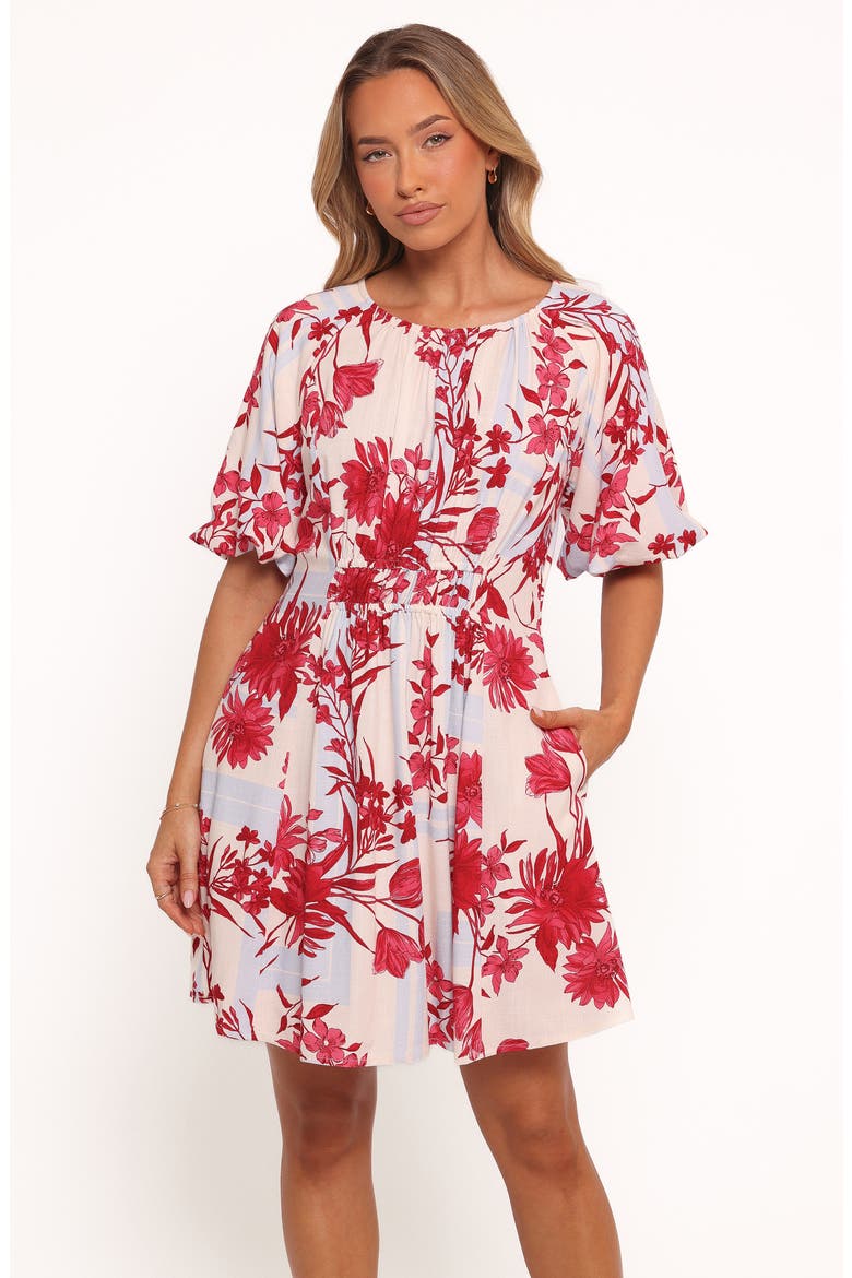 Simmons Floral Puff Sleeve Dress, Alternate, color, FUCHSIA FLORAL