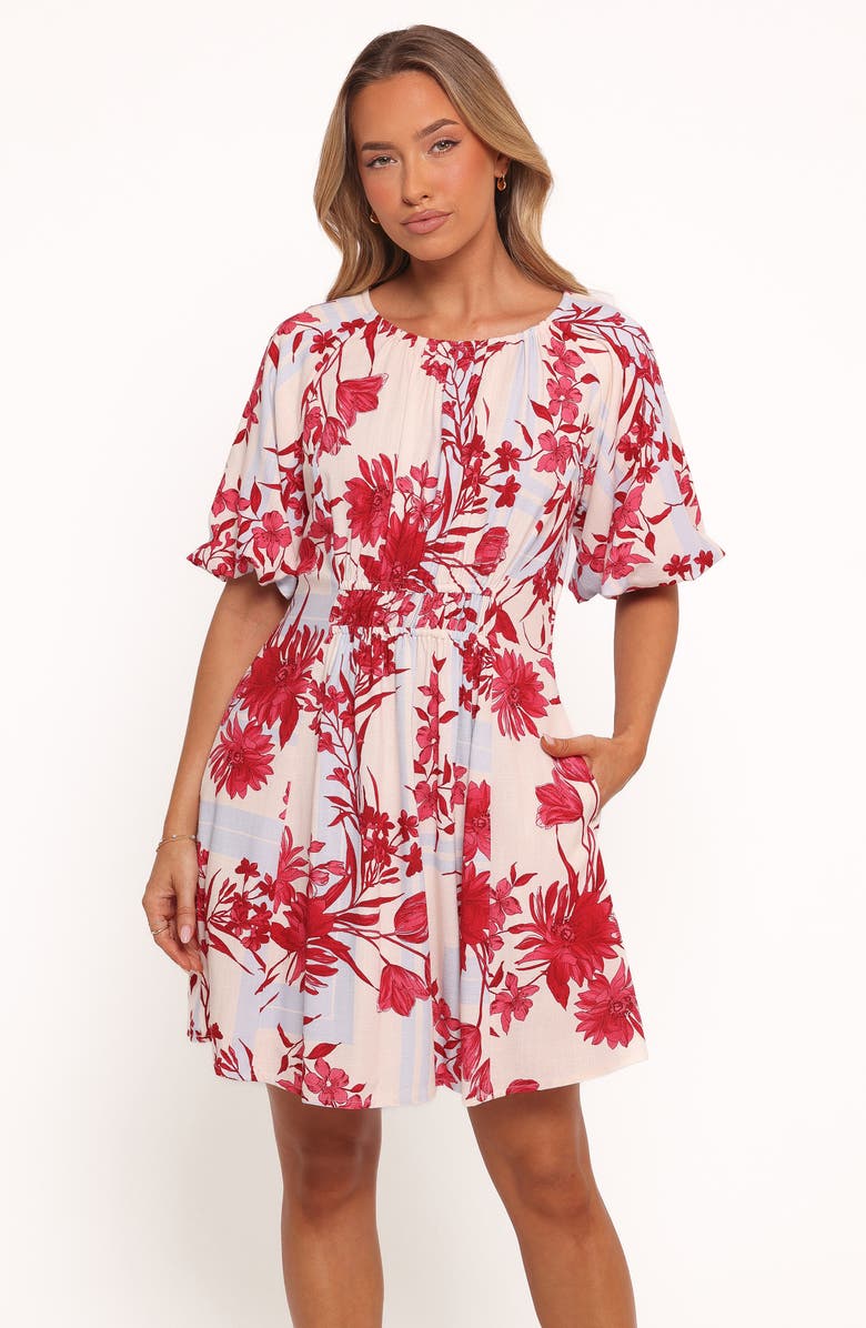 Petal & Pup Simmons Floral Puff Sleeve Dress, Alternate, color, Fuchsia Floral