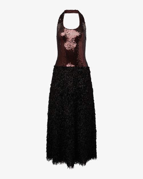Weworewhat Halter Midi Dress In Chocolate/black