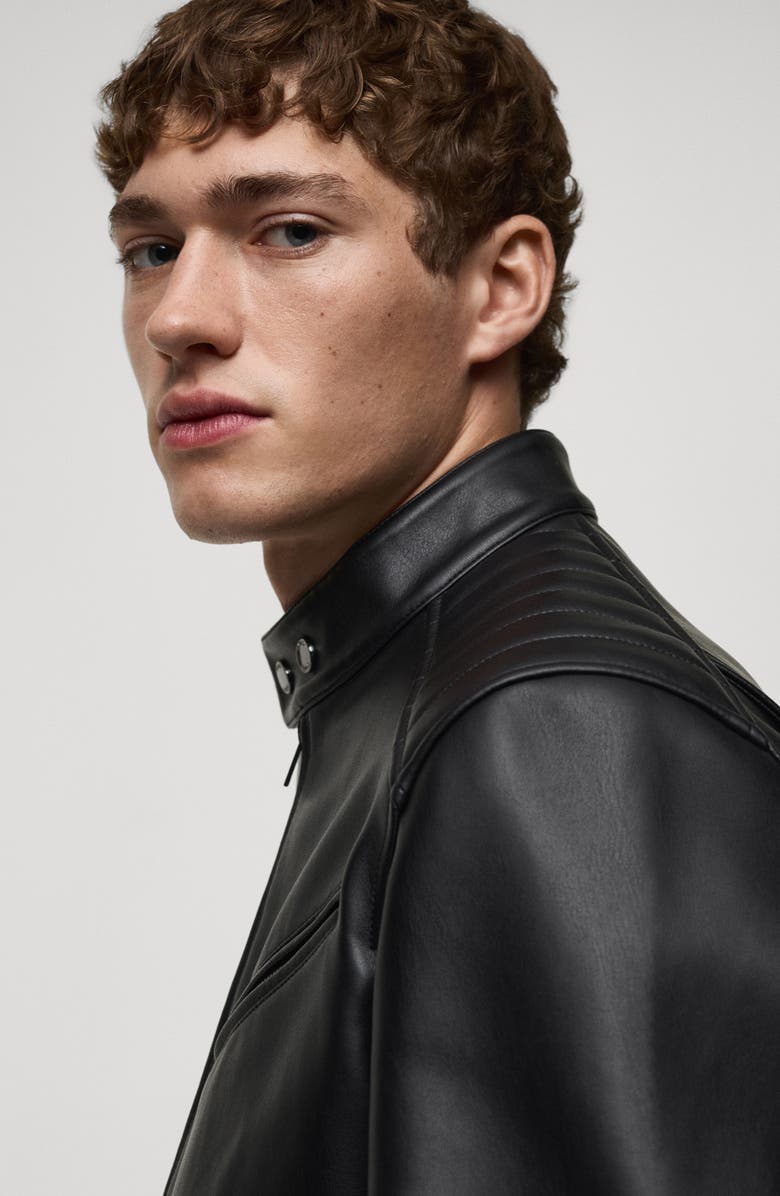 MANGO Faux Leather Biker Jacket, Alternate, color, 