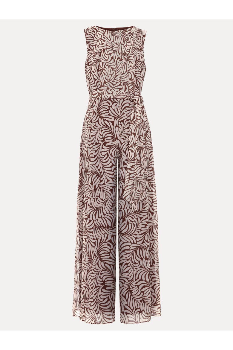 Janine Leaf Sleeveless Jumpsuit, Alternate, color, Latte