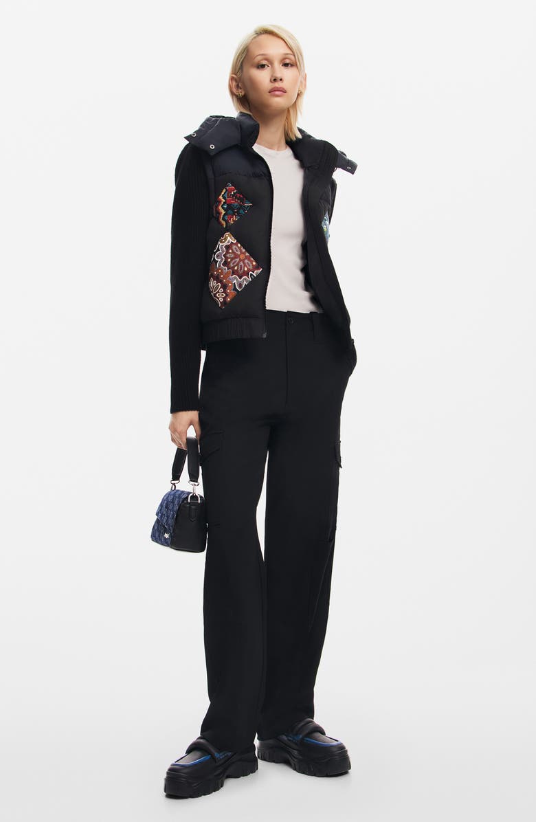 Desigual Helsing Knit Sleeve Puffer Jacket, Alternate, color,