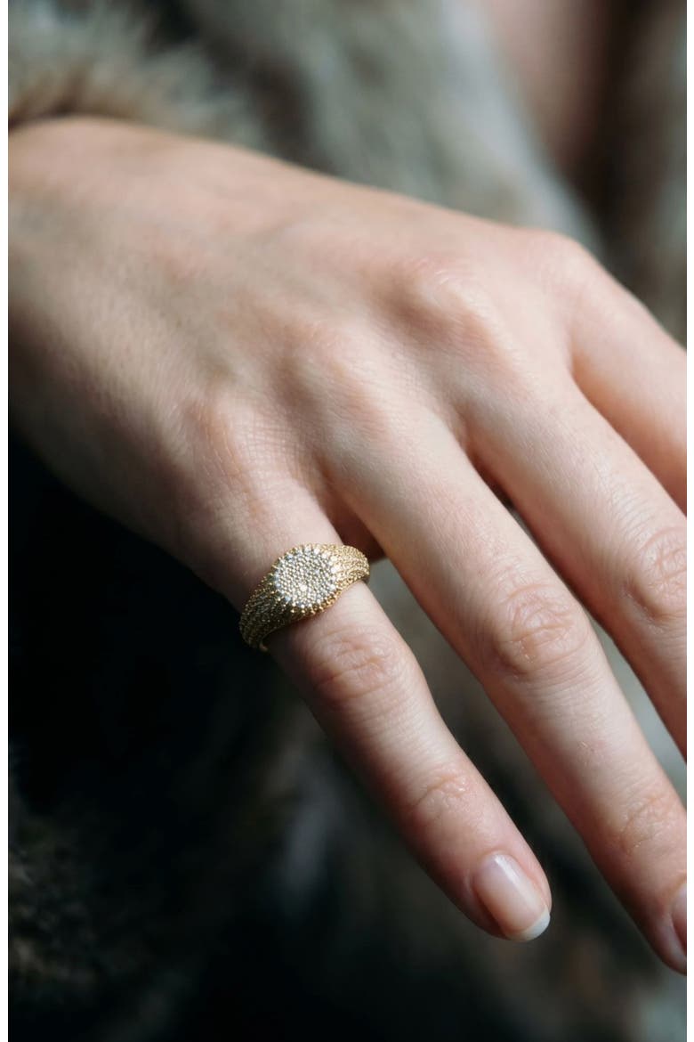 The Mini Classic Iced Out Pinky Ring, Alternate, color, GOLD