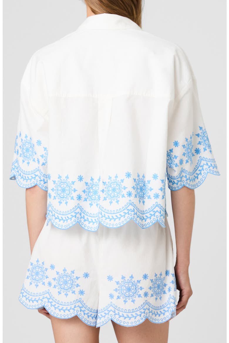 Alissa Embroidered Cotton Top, Alternate, color, WHITE/ POOLSIDE BLUE