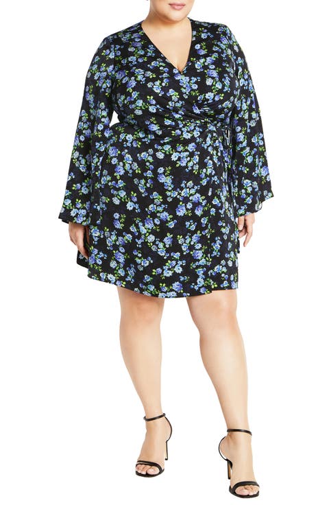 Lenna Floral Long Sleeve Wrap Dress (Plus)