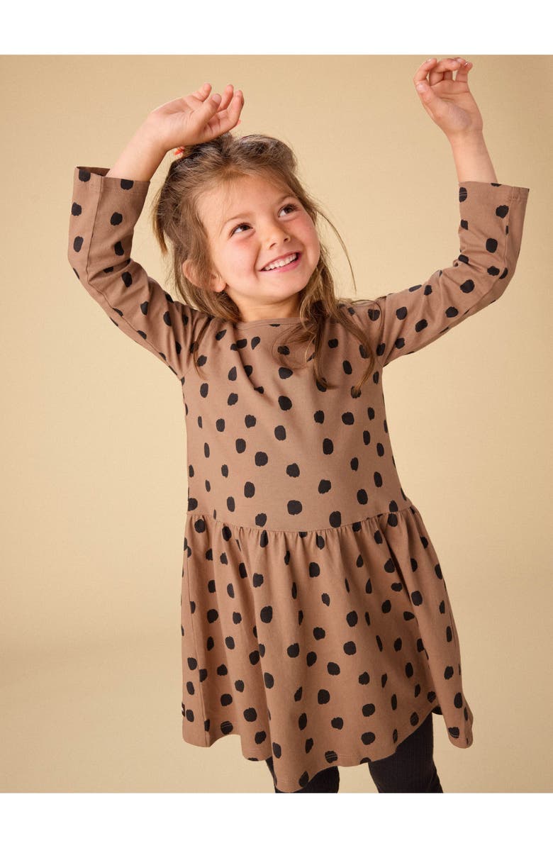 Tea Collection Long Sleeve Skirted Dress, Alternate, color, Leopard Dots