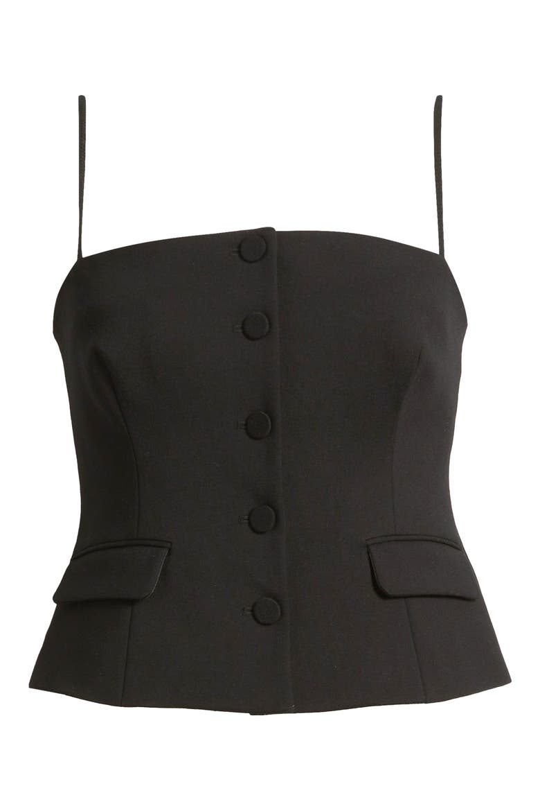 Irina Sqare Neck Button-Up Top, Alternate, color, BLACK