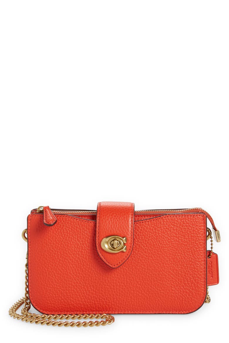 Pebbled Leather Crossbody Bag (Nordstrom Exclusive), Main, color, RED ORANGE