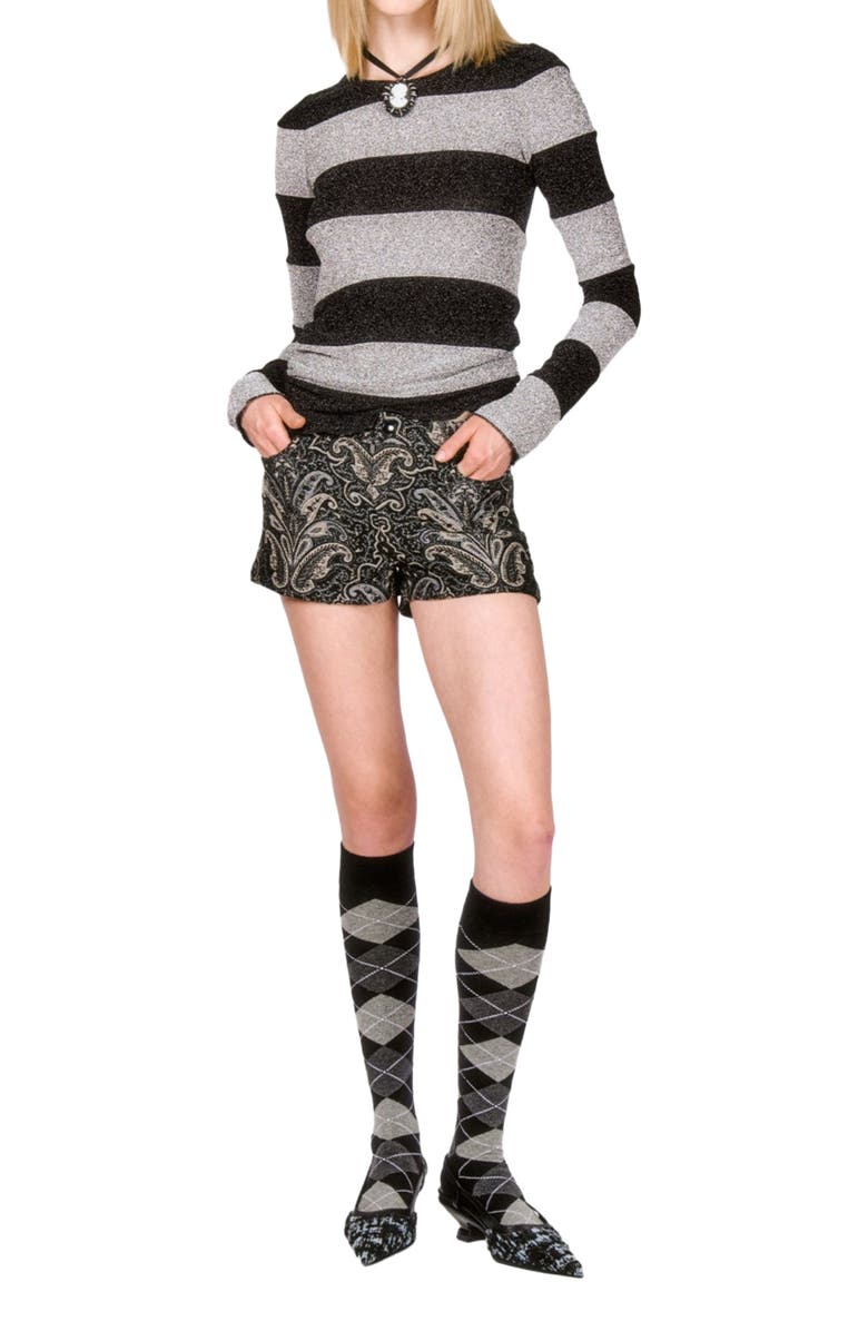 Anna Sui Glitter Knit Striped Top, Main, color,