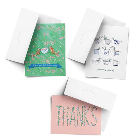 Sympathy Greeting Card Pack Sets (3 ct, Assorted) Thanks Pink, Feel Better Chipmunks Tea, Birthday Tea