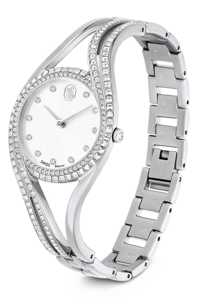 Swarovski Hyperbola Bracelet Watch, 28mm, Alternate, color, Silver