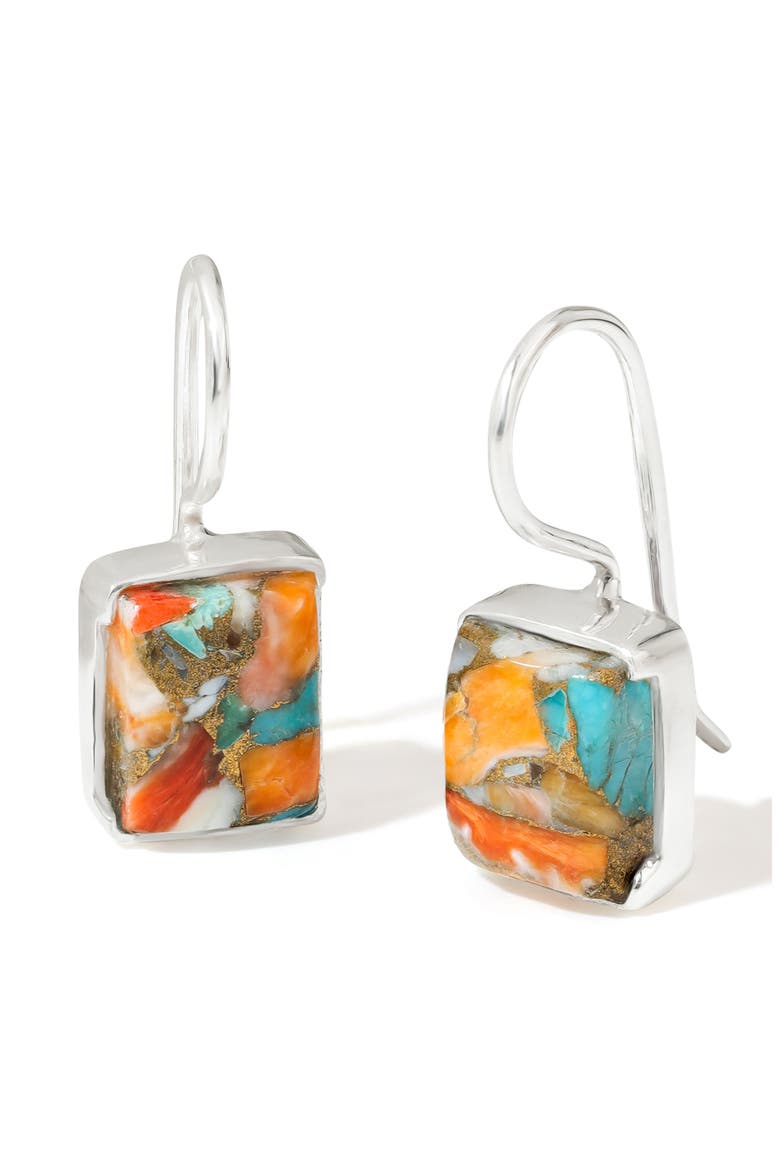 Semiprecious Stone Drop Earrings, Main, color, ORANGE