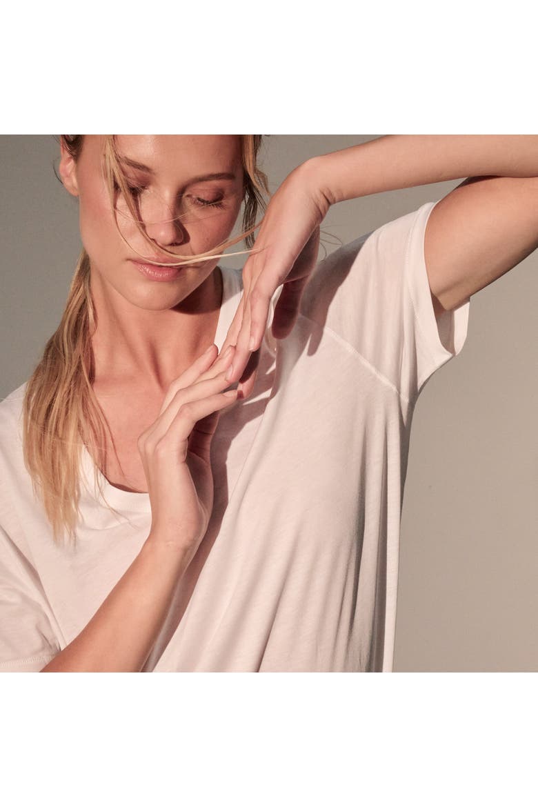 Lyocell Cotton Semi Relaxed Short Sleeve V-Neck T-Shirt, Alternate, color, BLANC